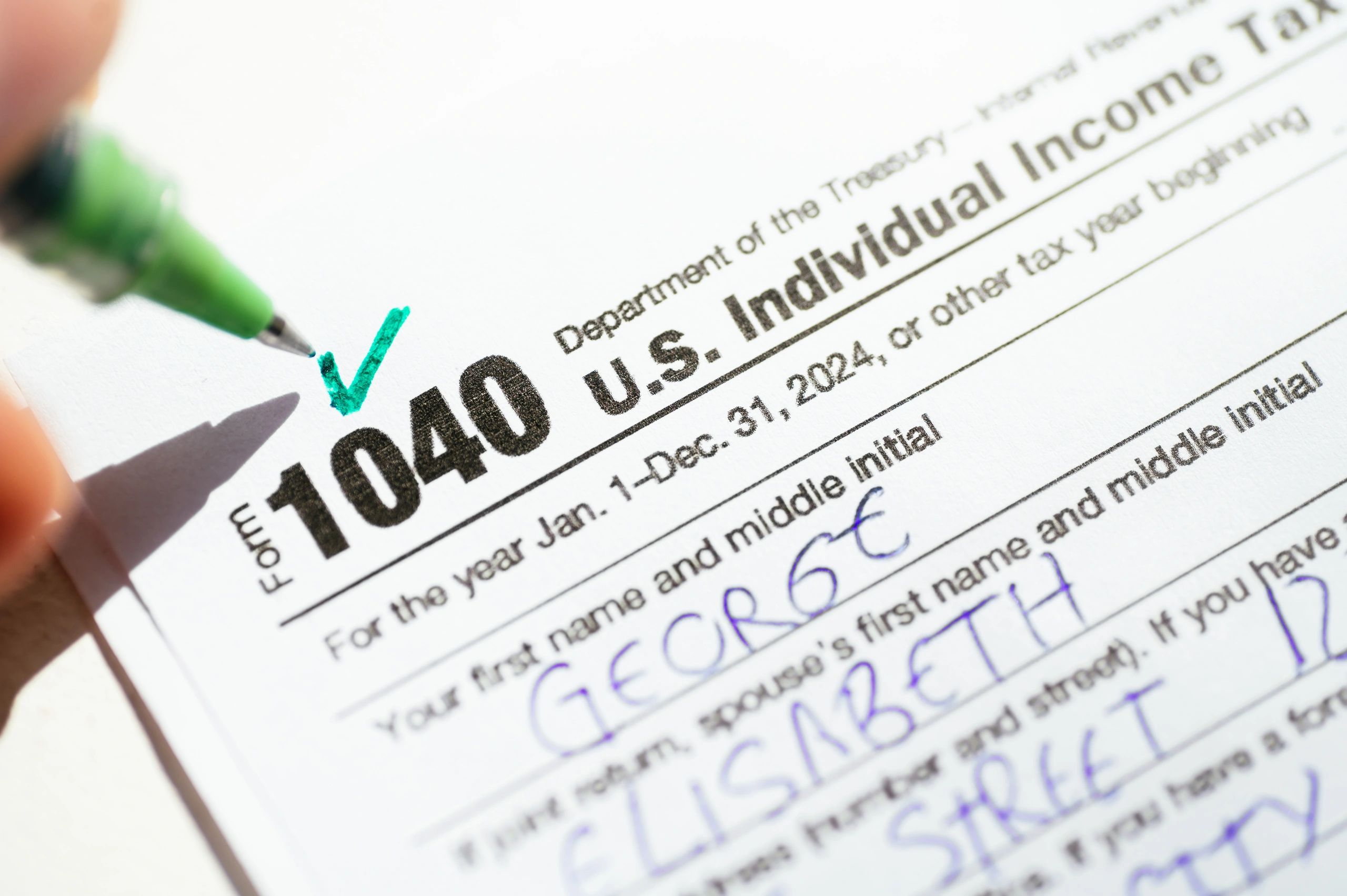 Tax preparation documents and completed filing form